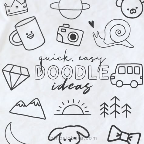 Simple Kawaii Doodles, Easy Doodling Art, Lazy Doodle Art, Easy Things To Doodle Step By Step, Life Doodles Ideas, Doodles To Decorate Notebook, Doodling Ideas For Beginners, Step By Step Drawing Doodles, Easy Embellishments To Draw