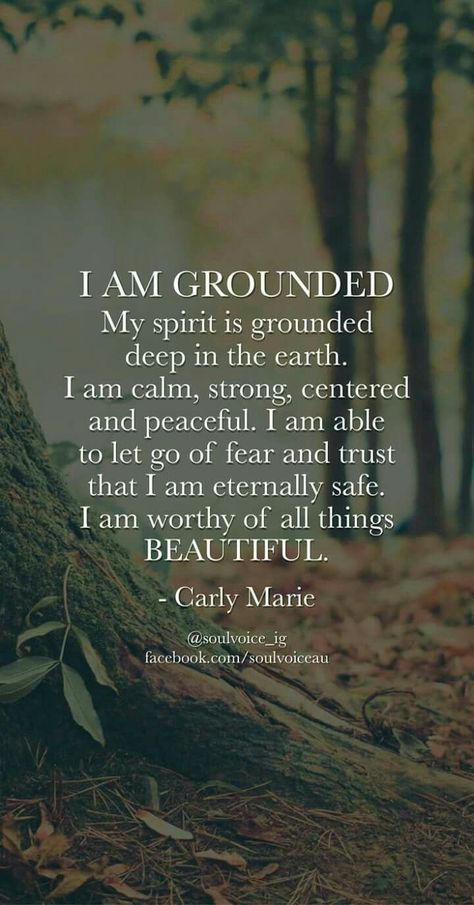 My home is grounded. Earth energy surrounds me. Peace is in everything. I am grateful. I Am Grounded, Frases Yoga, My Spirit, Yoga Quotes, Vinyasa Yoga, A Quote, Daily Affirmations, Spiritual Awakening, Doterra