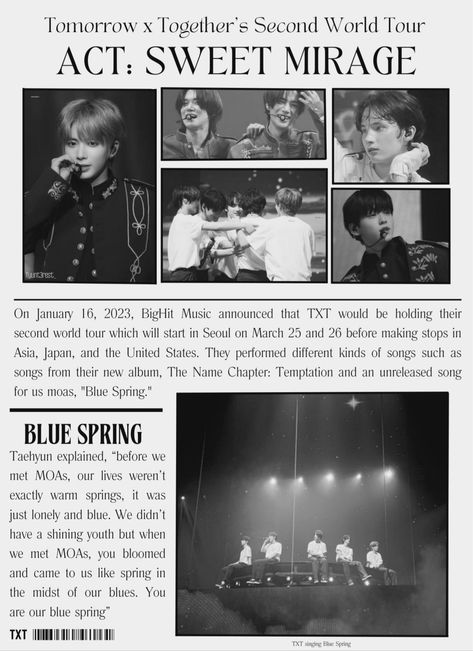 Txt Newspaper, Txt Poster Prints, Beomgyu Poster, Yeonjun Poster, Txt Prints, Txt Lyrics, Journal Printables Templates, Txt Poster, Act Sweet Mirage