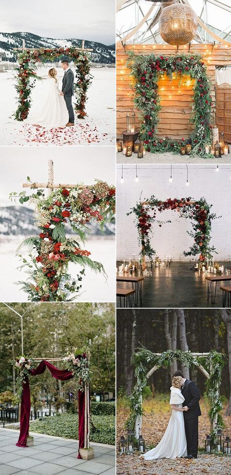 Winter Wedding Arches, Green Winter Wedding, Whimsical Winter Wedding, Winter Wedding Arch, Backdrops Wedding, Christmas Wedding Themes, Kitchen Architecture, Winter Wedding Planning, Wedding Archway