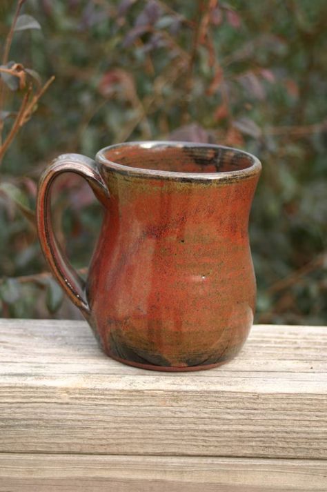 Nc Pottery, Red Glaze, Mug With Handle, Pottery Mug, Red Clay, Pottery Mugs, Rust Color, Moscow Mule Mugs, Handmade Pottery