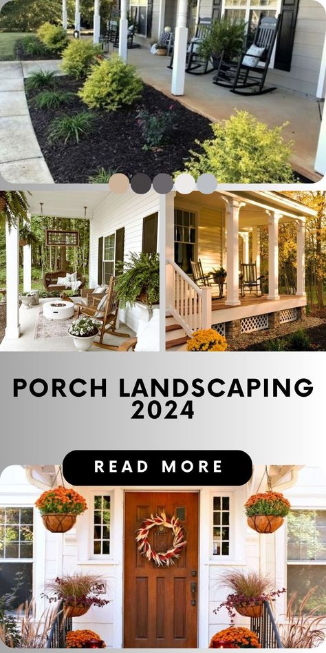 Bring the charm of farmhouse living to your front porch! Explore landscaping ideas that capture the essence of a farmhouse front, blending rustic warmth with timeless elegance. Landscaping Around Front Porch Farmhouse, Farm Style Landscaping Front Yards, Farmhouse Landscape Design Plan, Front Porch Ideas 2024, Landscape Ideas Front Porch, Front Porch Landscape Ideas, Landscape In Front Of Porch, Landscaping Ideas For Front Of House Farmhouse, Ranch Style Home Landscaping