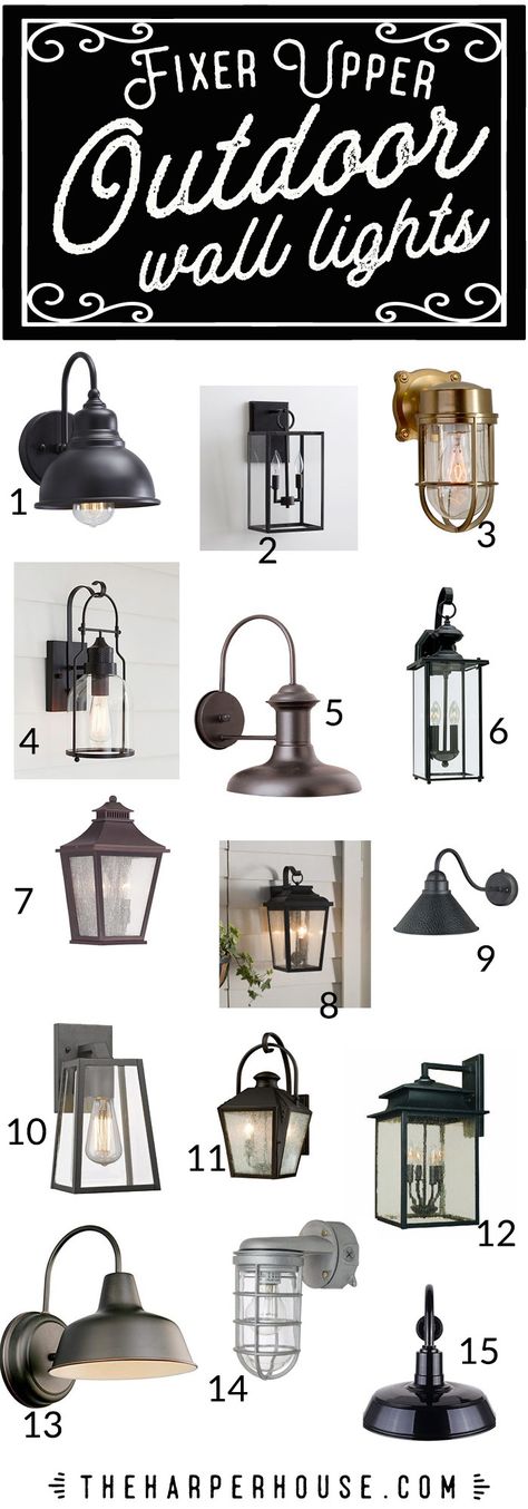 These outdoor wall lights will help add that perfect Fixer Upper curb appeal to your home. Shopping sources and links on the blog! farmhouse outdoor light fixtures, fixer upper lights, budget friendly outdoor lighting | theharperhouse.com Fixer Upper Light Fixtures, Farmhouse Outdoor Lighting, Farmhouse Style Lighting, Outdoor Lighting Fixtures, Fixer Upper Style, Exterior Wall Light, Outdoor Light Fixtures, Friday Night Lights, Farmhouse Exterior