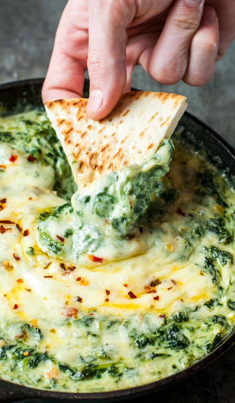 Cheesy Baked Shrimp and Spinach Dip - Peas And Crayons Shrimp And Spinach, Hot Spinach Dip, Seafood Dip, Shrimp Dip, Cheesy Appetizer, Spinach Dip Recipe, Thanksgiving Cooking, Baked Shrimp, Creamed Spinach