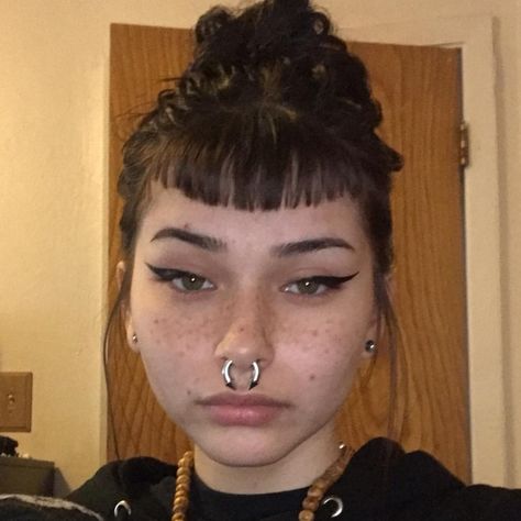 Septum Aesthetic, Stretched Septum Aesthetic, Alt Septum Jewelry, Septum Stretching, Grunge Septum Piercing, Emo Septum Piercing, Goth Septum Piercing, Stretched Septum, Cute Nose Piercings