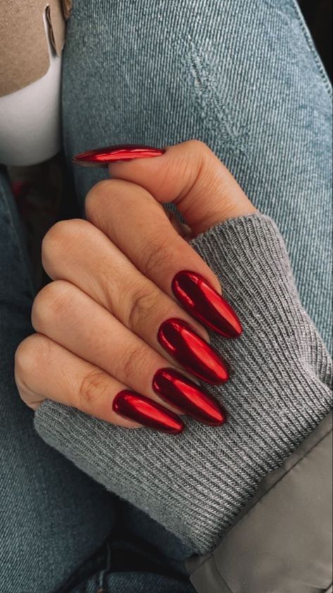 Red Chrome Nails, Bridesmaids Nails, Chrome Nails Designs, Nagellack Trends, Her Nails, Xmas Nails, Chic Nails, Dope Nails, Chrome Nails