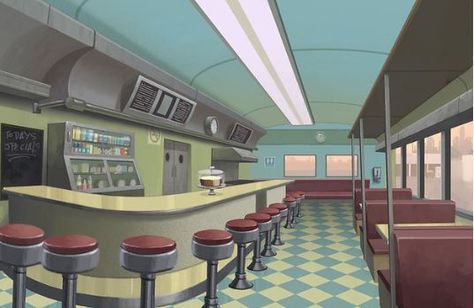 Diner Layout, Animation Background Design, Vintage Diner, Cartoon Background, Animation Background, Background Design, Diner, I Hope, Layout