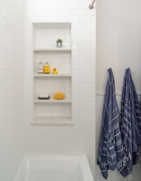 Shelves In Tile Showers, Shower Tub Niche Ideas, Tub Shower Niche Placement, Shower Shelves Built In, Shelf In Shower Wall, Shower Built In Shelves, Shower Shelf Ideas Built Ins, Built In Shower Shelves, In Shower Shelves