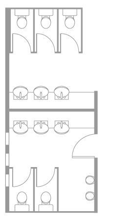 Restroom Floor Plan, Public Toilet Layout, Wc Plan, Toilet Layout, Interior Design Toilet, تصميم دورة مياه, Restroom Architecture, Toilet Plan, Public Restroom Design