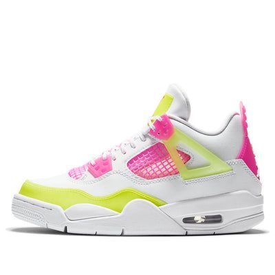 Hot Pink Jordans 4s, Preppy Shoes Jordans, Lemon Venom 4s, Jordan 4 Lemon Venom, Neon Jordans, Weird Sneakers, Jordan Fours, Bright Jordans, Jordan 4 Retro White Lemon Pink