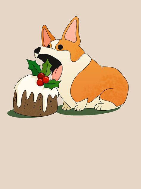 "Christmas Corgi" T-shirt by VictoriaHamre | Redbubble Zebra Illustration, Corgi Drawing, Cute Corgi Puppy, Corgi Art, Puppy Drawing, Corgi Christmas, Christmas Illustrations, Funny Christmas Tshirts, Dog Crafts