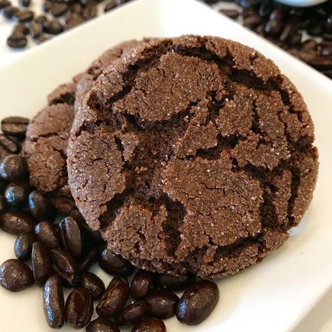 Espresso Cookies, Chewy Molasses Cookies, Espresso Cookie, Chocolate Espresso, Crinkle Cookies, Alfredo Sauce, Coffee Flavor, No Bake Cookies, Cookie Recipe