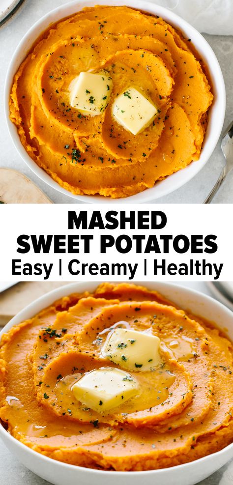 Seasonal Appetizers, Easy Mashed Sweet Potatoes, Potatoes Mashed, Thanksgiving Side Dishes Healthy, Mashed Sweet Potato, Sweet Potato Recipes Healthy, Thanksgiving Side Dishes Easy, Pasta Vegetariana, Mash Recipe