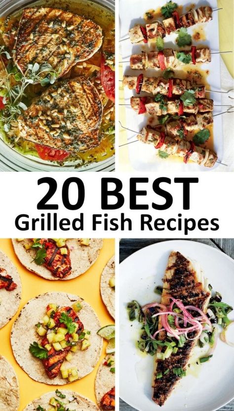 How to grill fish - the best grilled fish recipes. Tasty Fish Recipes, Grilling Fish On Grill, Fish Bbq Recipes, How To Grill Fish, Grilled Grouper, Grilled Salmon Tacos, Flounder Fish Recipes, Flank Steak Fajitas, Grilled Tuna Steaks