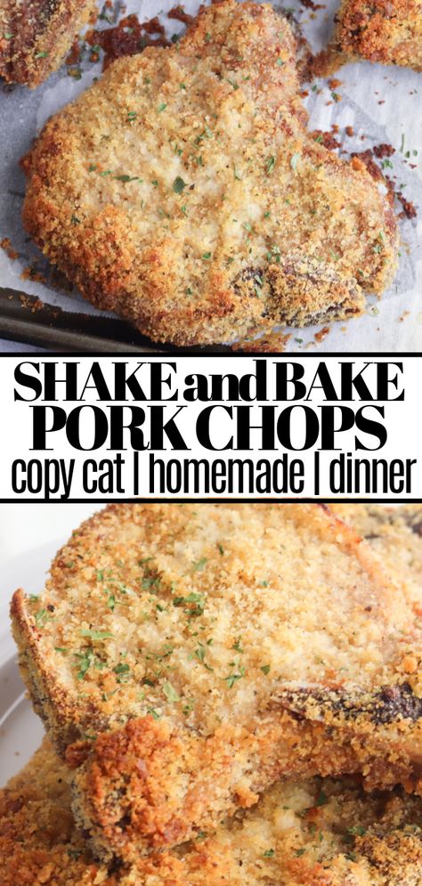 Looking for a fun, quick and easy family dinner? Check out this homemade version of Shake and Bake Pork Chops! Using our own blend of spices, this is our copy cat version of the classic recipe from our childhood. The pork comes out nice and juicy inside but crispy and flavorful outside. Shake And Bake For Pork Recipe, Shake And Bake Ingredients, How To Make Shake And Bake Pork Chops Crispy, Pork Chop Shake And Bake Homemade, Homemade Shake N Bake Pork Chops, Shakenbake Pork Chops, Diy Shake N Bake Pork Chops, Copycat Shake And Bake Pork Chops, Pork Chop Shake And Bake Recipes