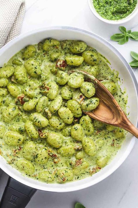 These healthy gnocchi recipes highlight vegetables, nourishing sauces, and more to create big flavor in a nutritious way. Check out the many ways you can use the versatile, potato dumplings in any of these amazing recipes. #gnocchi #healthy #dinner #weeknightdinner Creamy Pesto Gnocchi, Gnocchi Recipes Healthy, Gnocchi Pesto, Pesto Gnocchi, Gnocchi Dishes, Homemade Comfort Food, Sweet Potato Gnocchi, Creamy Pesto, Gnocchi Recipes