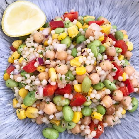 Couscous Chickpea, Apple Recipes Thanksgiving, Pearl Couscous Salad, Edamame Recipes, Recipes Smoothies, Edamame Salad, Pearl Couscous, Recipes Lunch, Beautiful Salad