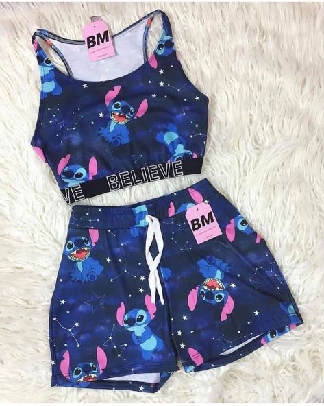 Stitch B Day Ideas, Cute Stitch Outfits, Stitch Outfits Disney, Stitch Shorts, Stitch Pajamas, Kid Birthday Outfits, Lilo And Stitch Characters, Lilo And Stitch Merchandise, Cute Outfits With Shorts