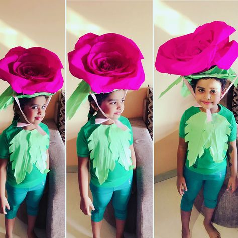 Rose Costume Diy, Flower Fancy Dress, Hollywood Fancy Dress, Vocabulary Parade, Paper Costume, Rose Costume, Flower Costume, Diy Costumes Kids, Diy Halloween Costumes For Kids