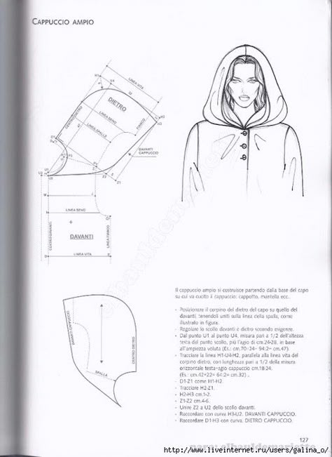 Hooded Cape Pattern, Patterns For Fashion, Hood Pattern, Girls Dresses Sewing, Upcycle Clothes Diy, Diy Vetement, Plush Pattern, Sewing Design, Diy Sewing Clothes