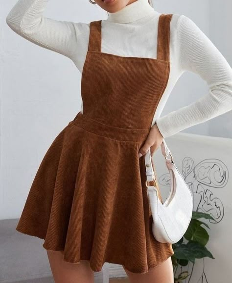 Corduroy Pinafore, Corduroy Pinafore Dress, Corduroy Overall, Corduroy Overall Dress, Stylish Fall Outfits, Fall Dress Outfit, Vestidos Vintage, Dress For Short Women, Overall Dress