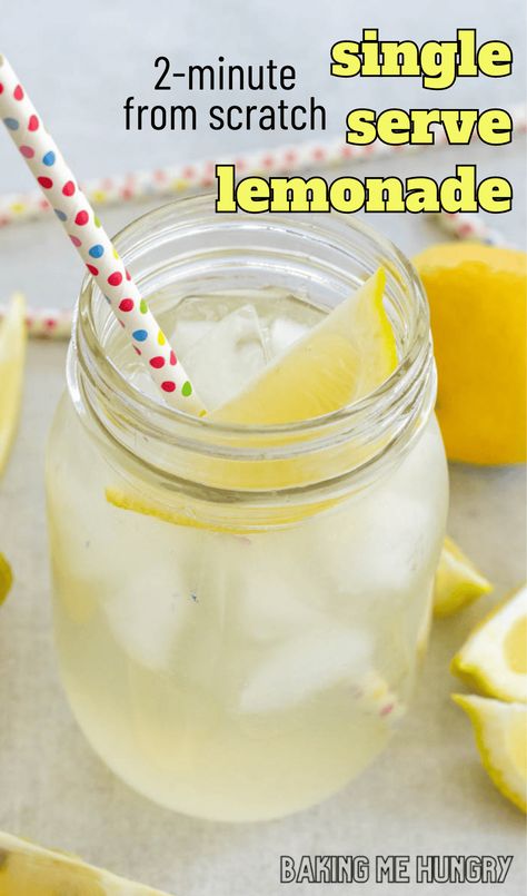 This Lemonade Recipe for One is perfect for a hot day. Only five simple ingredients are needed to make this cool and refreshing drink! Small Batch Lemonade, Lemonade Recipe For One, One Glass Lemonade Recipe, Easy Lemonade Recipe Kids, Frozen Cappuccino Recipe, Single Serving Lemonade Recipe, Lemonade Simple Syrup, Mint Lemonade Recipe, Green Tea Lemonade