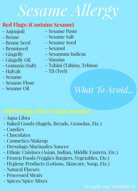 What To Avoid With A Sesame Allergy | Strength and Sunshine @RebeccaGF666 Although not a Top 8 food allergen, sesame allergies are becoming more common after first being reported in the 1950s. It's important to be aware of the signs, symptoms and what to avoid with a sesame allergy. Eoe Recipes, Sesame Allergy, Epi Pen, Nut Allergy, Food Allergies Awareness, Best Bagels, Allergy Awareness, Peanut Allergy, Cheap Healthy Meals