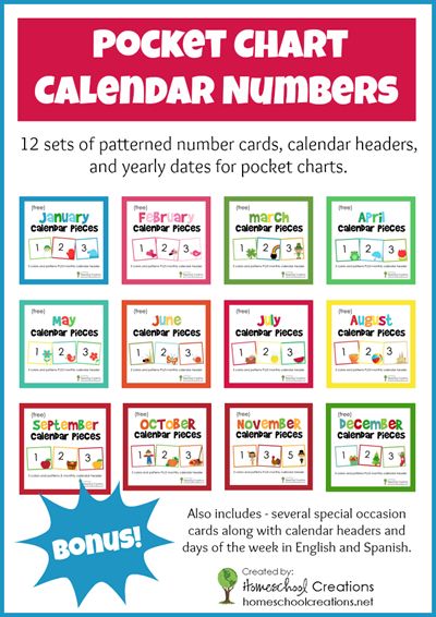 Free Pocket Chart Calendar Card Set for the Entire Year! Pocket Chart Calendar, Preschool Calendar, Pocket Charts, Calendar Cards, Calendar Numbers, Calendar Board, Classroom Calendar, Calendar Time, Printables Free