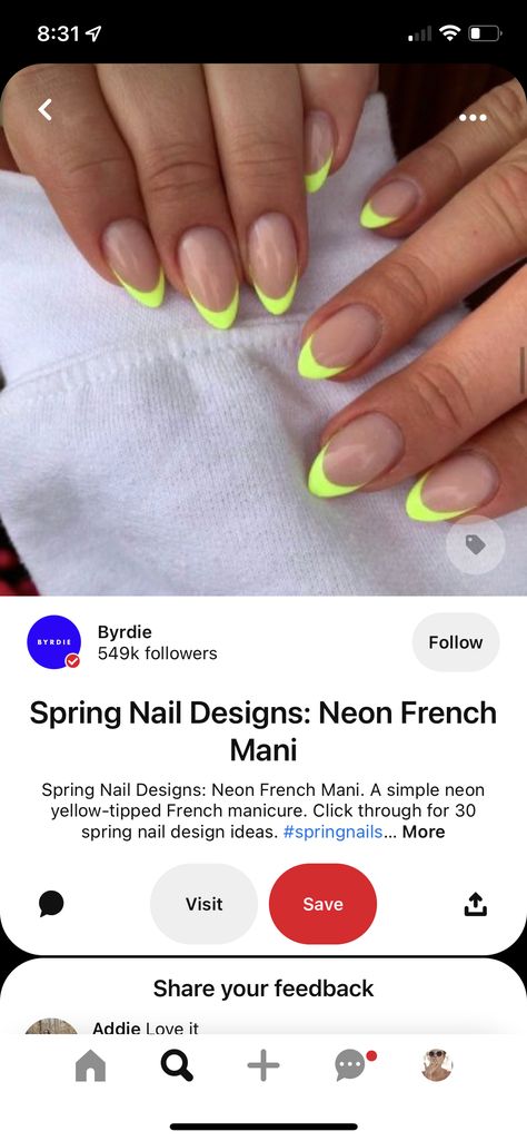 Neon French Tip Nails, Neon French Manicure, Almond Nails French, Green Tips, Tip Nails, Black Mascara, Winged Eyeliner, Nail Designs Spring, Nail Art Inspiration