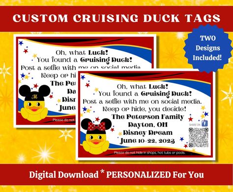 Cruising Duck Tags, Duck Collection, Disney Dream Cruise, Duck Decor, Cruise Door, Dream Cruise, Bond Paper, Tag Design, Disney Dream