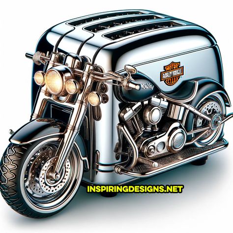 These Harley Davidson Motorcycle Kitchen Appliances Are a Must-Have for Every Biker’s Home! Harley Davidson Diy Projects, Motorcycle Man Cave Ideas, Unique Kitchen Appliances, Harley Davidson Kunst, Harley Davidson Decor, Motorcycle Humor, Harley Davidson Crafts, Motorcycle Wiring, Hd Designs