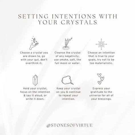 How To Set Intentions For Crystals, Intentions For Crystals, Cleanse Crystals, Crystal Tips, Crystal Healing Chart, Setting Intentions, Set Intentions, Cleansing Crystals, Chakra Healing Crystals