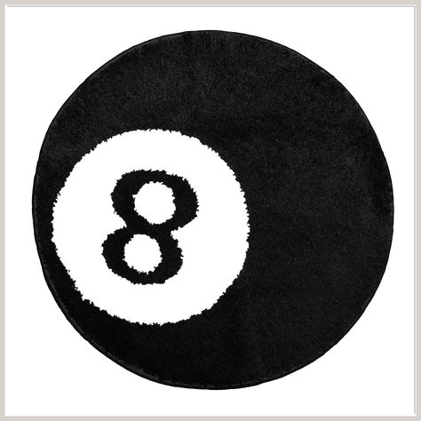 TURKUAZ LABEL 8 Ball Rug - 24 inch White & Black Hypebeast Rug - Cool Rugs and Aesthetic Rugs for Bedroom & Living Room - Y2K Rug for Alt Room Decor Eight Ball Rug, Streetwear Room Decor, Y2k Rugs, 8ball Rug, Y2k Rug, Streetwear Room, Bape Rug, Room Decor Hypebeast, Absorbent Rug