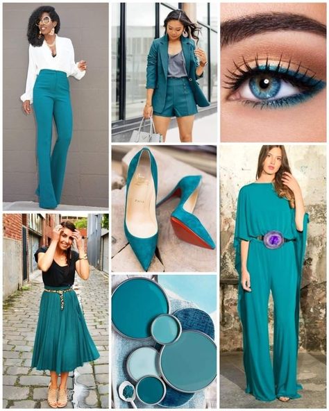 Warm Spring Outfits, Dresses Straight, Turquoise Clothes, Teal Outfits, Telling A Story, Colour Combinations Fashion, Color Combos Outfit, Color Blocking Outfits, Color Combinations For Clothes