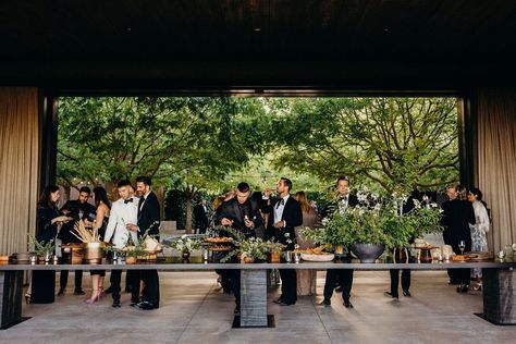 A Vineyard Dinner Was Followed by a Neon-Lit Dance Party at This Napa Wedding Weekend | Vogue Vineyard Dinner, Zen Wedding, Vogue Weddings, Corporate Dinner, California Winery, Lounge Party, Napa Wedding, Vogue Wedding, Cocktail Reception