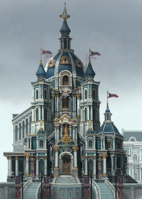 ArtStation - Guild House, yang sohyeon Fantasy Guild Building, Guild Building, Fantasy Guild, Fantasy House Art, Fantasy Adventurer, Adventurer's Guild, Industrial District, Building Concept, City Drawing