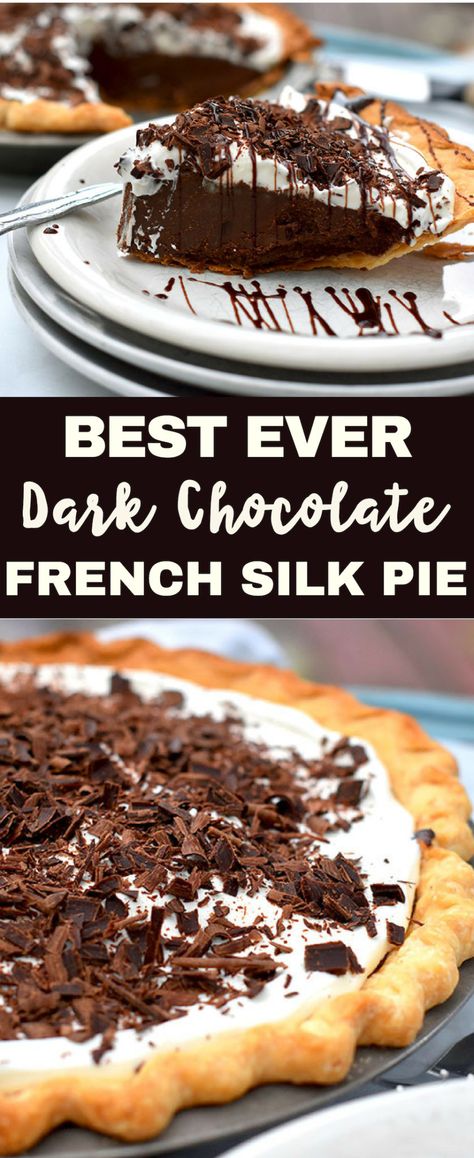 Chocolate French Silk Pie Recipe, Chocolate Satin Pie, Chocolate French Silk Pie, French Silk Pie Recipe, Chocolate Silk Pie Recipe, French Pie, Bakers Square, Silk Pie Recipe, Vegan Pies Recipes