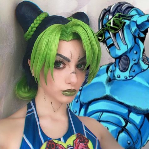 Jolyne Kujo Hair, Stone Ocean Jolyne, Jjba Cosplay, Jojo Cosplay, Kawaii Board, Jojo's Bizarre Adventure Stone Ocean, Green Cosplay, Jolyne Kujo, Jolyne Cujoh