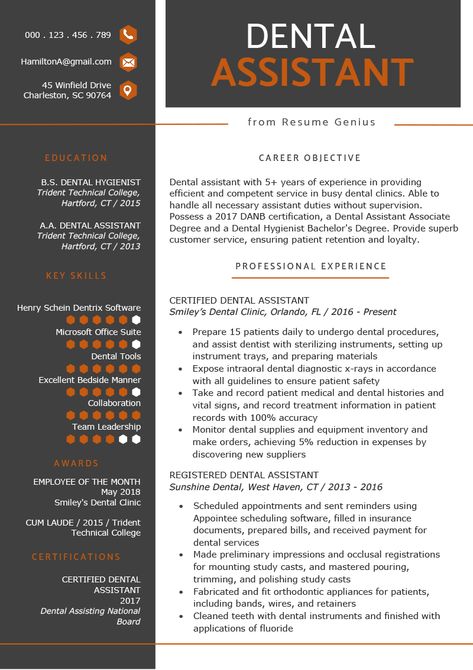 Dental Assistant Resume Example Template | RG Dental Assistant Interview Outfit, Dental Assistant Tips, Dental School Interview, Dental Resume, Dental Assistant Resume, Dentist Resume, Job Affirmations, Dental Assistant Study, Dental Assisting