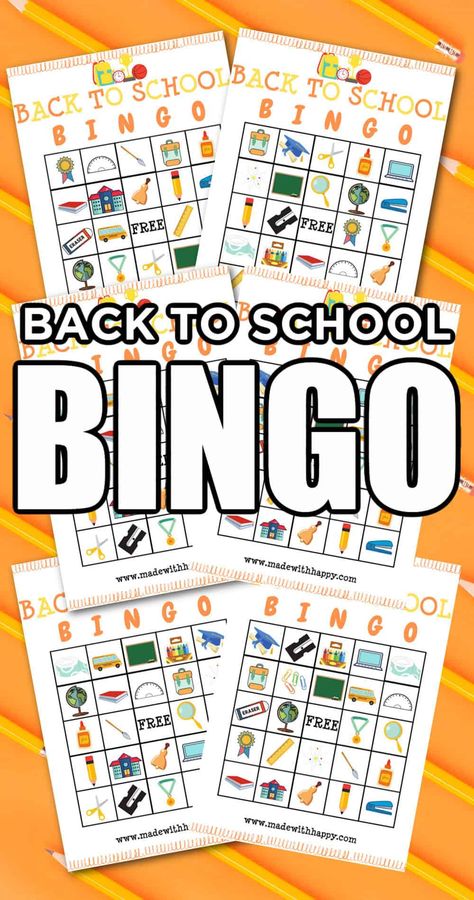 Back To School Bingo, Bingo Free Printable, Free School Printables, School Age Crafts, Back To School Printables, Bingo Games For Kids, Printable Bingo Games, Word Bingo, Bingo Sheets