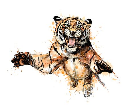 Black Panther Cat, Tiger Sketch, Tiger Vector, Watercolor Splatter, Tiger Illustration, Canvas Background, Colorful Oil Painting, Canvas Drawing, Graphic Arts Illustration