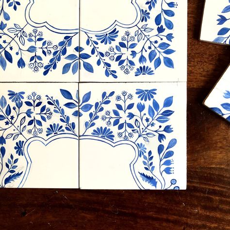 Hand Painted Tiles, Blue And White China, Tile Work, Goa, Ceramic Decor, Tile Art, Porcelain Painting, Hand Painted Ceramics, Decorative Tile