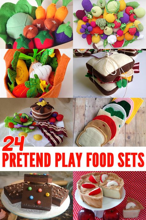 Play Food Diy, Kids Play Food, Felt Food Diy, Felt Food Patterns, Play Food Set, Pretend Play Food, Felt Play Food, Pretend Food, Food Patterns