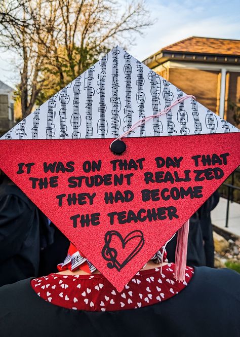 Music Theme Graduation Cap, Music Education Graduation Cap, Music Teacher Graduation Cap, Musical Graduation Cap, Graduation Cap Designs Music, Education Grad Cap, Music Graduation Cap, Graduation Cap Decoration Teacher, Asu Graduation