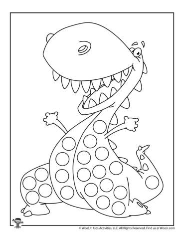 Dinosaur Dot Coloring Pages | Woo! Jr. Kids Activities : Children's Publishing Dinosaur Dot Marker Printables, Dot Coloring Pages, Dinosaur Coloring Sheets, Dinosaur Theme Preschool, Dot Marker Printables, Dinosaur Craft, Dot Marker Activities, Dinosaurs Preschool, Dinosaur Printables