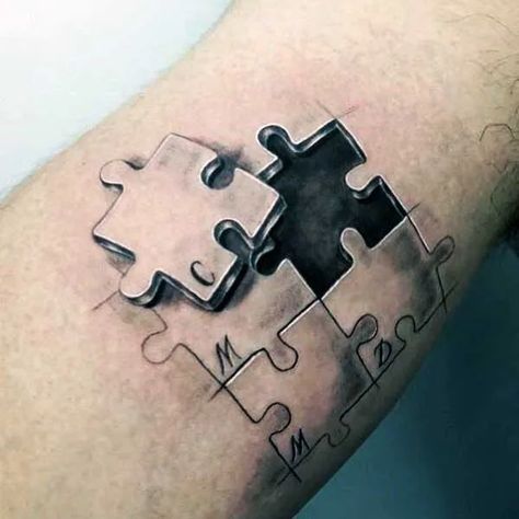 Jigsaw Tattoo, Puzzle Tattoo, Puzzle Piece Tattoo, Puzzle Tattoos, Pieces Tattoo, Geniale Tattoos, Incredible Tattoos, 3d Tattoos, 3d Tattoo