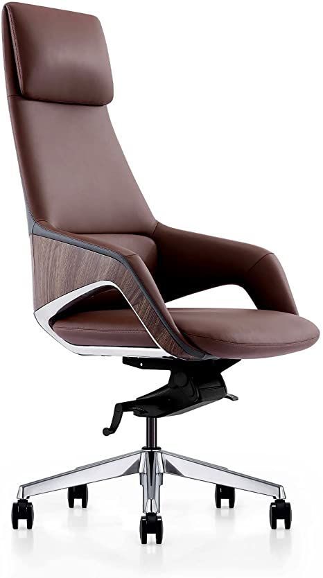 Genugqbgy Office Chair - Ergonomic High Back Mesh Office Chair with Adjustable Armrest Lumbar Support Headrest Swivel Task Desk Chair Computerine Leather Office Chair with Aluminum Base High Back Top Grain Leather Executive Chair,Modern Ergonomic Sterling Real Leather Office Chair with Synchro-Tilt Reclining Mechanism-Dark BrownY Luxury Office Chairs, Cottagecore Living, Penthouse Living, Furniture Design Chair, Best Office Chair, Man Office, Modern Office Desk, Furniture Details Design, Office Chair Design