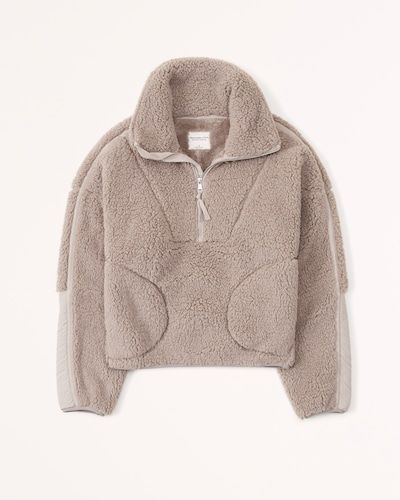 Our comfy sweatshirt in a super soft sherpa fabric, featuring half-zip detail, nylon trim details, side pockets, drama collar and on-trend seaming details. Imported. Half Zip Sweatshirt, American Clothing, Comfy Sweatshirt, Cool Street Fashion, Zip Sweatshirt, Winter Style, Women's Tops, American Apparel, Winter Collection