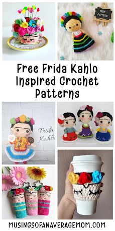 Frida Kahlo Crochet Pattern, Frida Crochet Pattern, Crochet Frida Kahlo Pattern Free, Crochet Mexican Doll, Mexican Crochet Pattern Free, Mexican Crochet Pattern, Mexican Crochet Ideas, Frida Kahlo Crafts, Crochet Baby Halloween