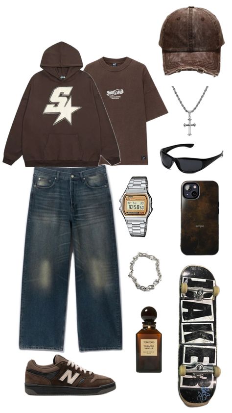 Car Guy Outfits, Mens Skater Outfits, Skate Style Boy, Skater Boys Style 90s, Skater Boys Outfits 90s, Skater Style Boy, Streetwear Outfit Ideas Men, Mens Skater Style, Skate Outfit Men